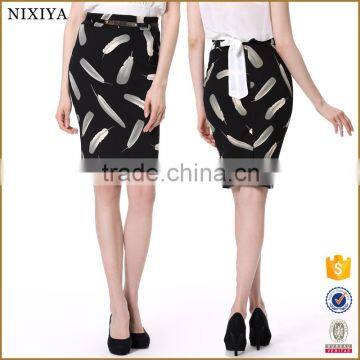 best seller wholesale sexy black feather print skirt