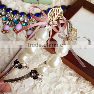 fashion leaf rhinestone pearls bridal headbands for women