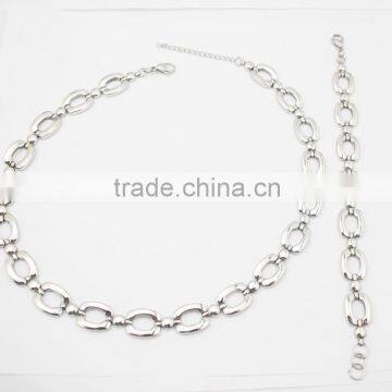 316L Stainless Steel Link Chain Bracelet and Necklace Jewelry Set
