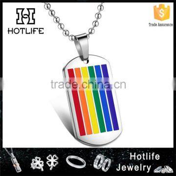 Enamel Rainbow Stainless Steel Pendant Men Dog Tag