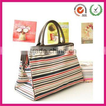 2013 striping colored ladies travel bag tote (factory)