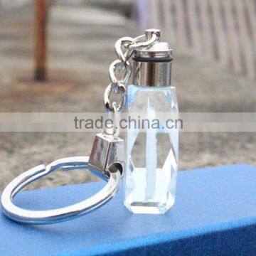 Glass Octagonal Custom Keychain / Promotion Crystal Custom Keychain