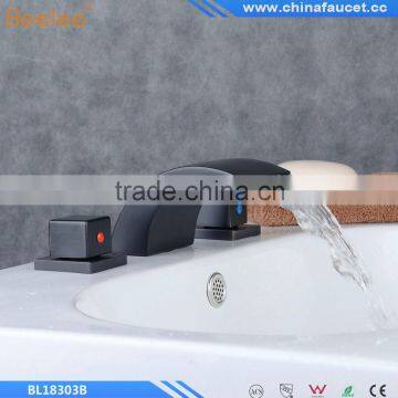 Oil Rubbed Bronze Waterfall Stainless Steel Two Handles Three Holes Waterfall Basin Mixer Vessel Faucet Taps Bathtub Faucet