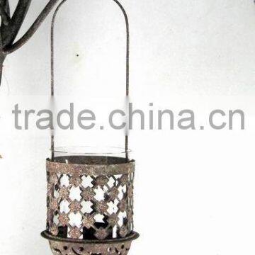 DIA12CM hanging engraved metal candle holder