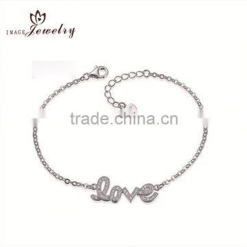 2016 Unique Designs Letters Bracelet 925 Sterling Silver Bracelet Silver Love Letters Bracelets