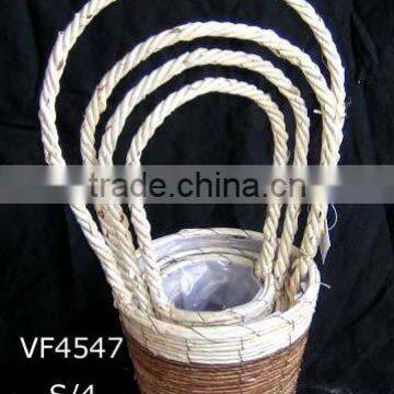 handing flower basket,handle basket,flower pot basket,flower planter,rattan basket,garden decoration,banana leaf basket