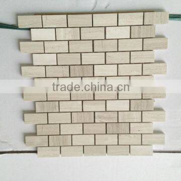 White Wood Marble Mosaic Mini Brick Mosaic Tile