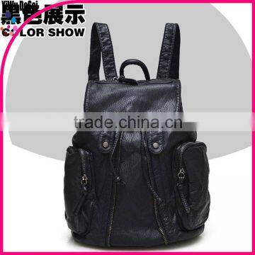 hight quality wash leather Casual backpack bag joker laptop bag women bag girl school backpack