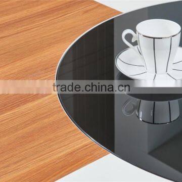 Modern Wooden High Glossy White and Teak Color Round Functional Dining Table and Dining Chair in Dining Room Sets photo-6