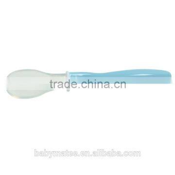 Babymatee Soft-head trade assurance BPA free heat resistance colorful thermal silicone baby spoon