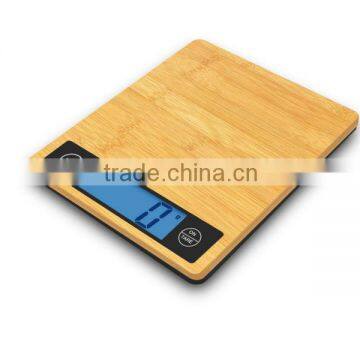 strong bamboo digital kitchen scale with blue backlight