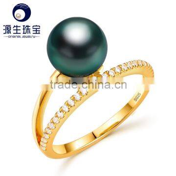 Tahitian Pearl 8-9mm Black Pearl Ring Pearl Jewelry photo-2