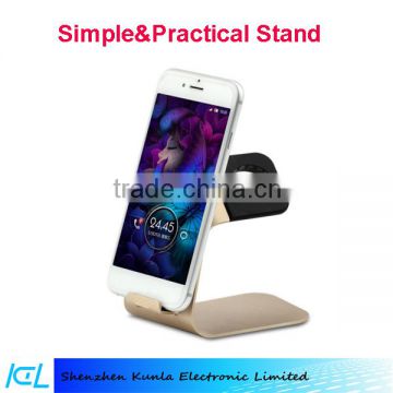 2015 factory price mobilephone and watch holder, charging aluminum stand for Iphone 5s/6/6s, LG G5, Samsung s6