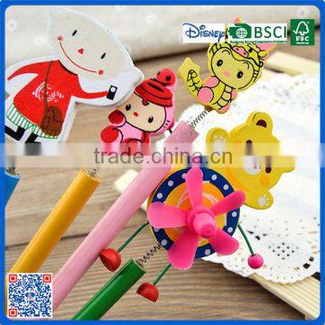 2016 Promotional 7 Inch Fancy Wooden HB Pencils With Toy in Bulk