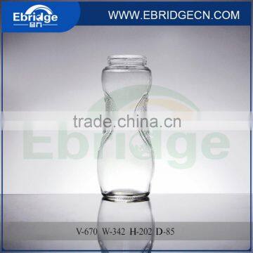 670ml glass water drinking bottle milk jar with anti-skid treatment