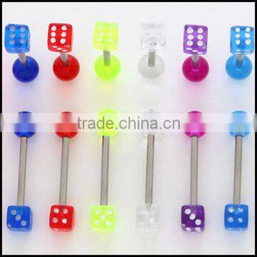 UV Acrylic Dice Tongue Ring