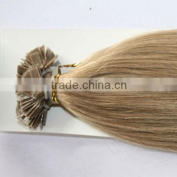 Factory flat shape keratin hair extensions wholesale 18inch color 27 1 gram per strand