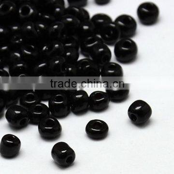 6/0 Opaque Glass Seed Beads, Grade A, Black(SEED-A017-6-49)