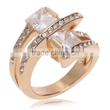 Geometric Rings Cz Zircon Austrian Crystal 18k Gold Plating Gold Ring