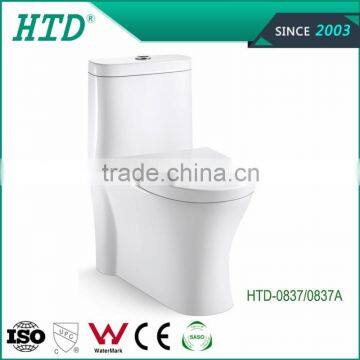 HTD-0837 high quality siphonic one-piece closet ceramic toilet made in Chaozhou China