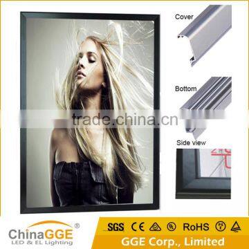 Wall mounted edge lit led advertising black aluminum light box led light picture frame lighting photo frame