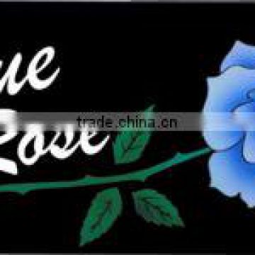 Blue Rose On Black Personalize License Plate