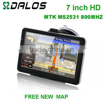 7inch HD 800*480 FM DDR128MB flash 4GB car gps multimedia portable navigation with free map