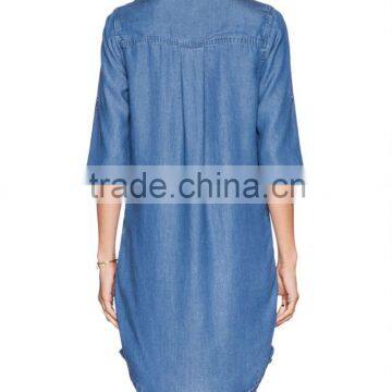 Half Sleeve Denim Summer Shirt Dress for Girls SYA15114 photo-4