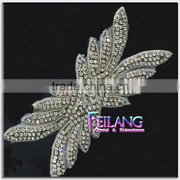 Clothes decorated mimosa shape Crystal Rhinestone Applique