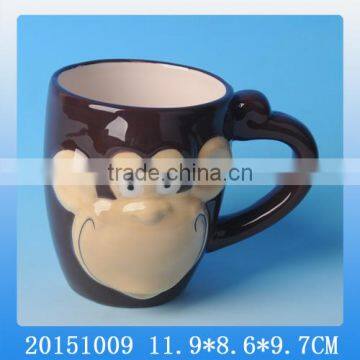 Hot selling ceramic animal mugs with handle and monkey painting