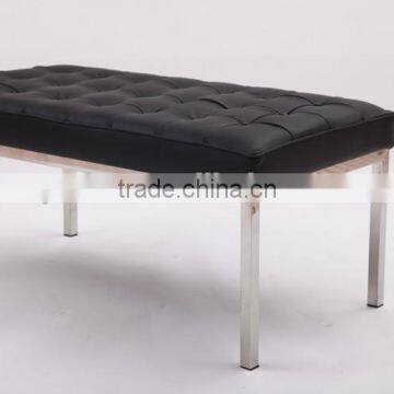 Small balck waiting room 2 seater modern indoor leather bench