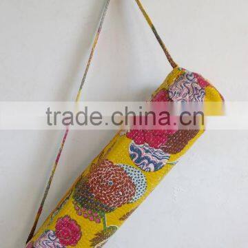 Embroidery Yoga bag Kantha Yoga Bag Unisex Shoulder Bag Traditional Yoga Mat Bag Indian Ethnic Yoga Bag Yellow