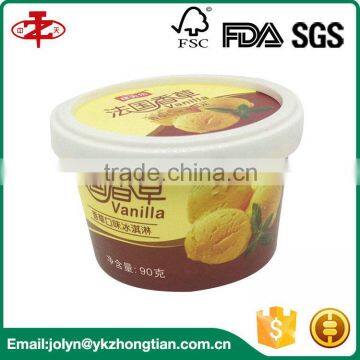 Customized Logo 6oz PE Coated Paper Ice Cream Cups With Lids