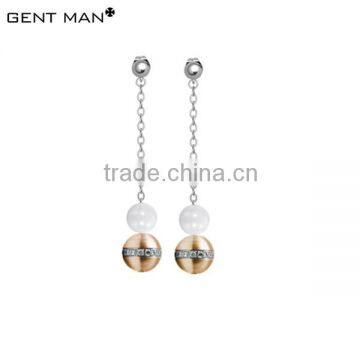 newest design stainless steel white ceramic earrings