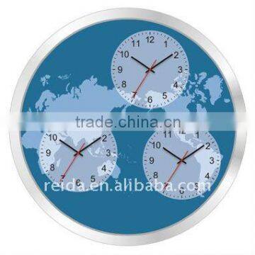 metal world time wall clock