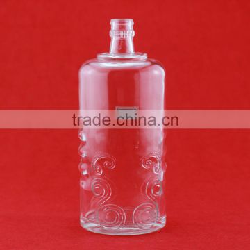 Hot sell 1l glass bottles round liquor bottle liquor foundation bottle