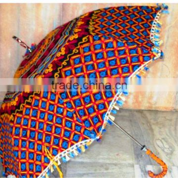 Handheld Sun Umbrella Parasol Boho Bohemian Parasol Traditional Indian Embroidered parasol umbrella