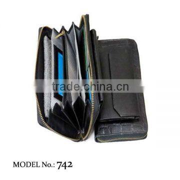 Ladies Long zipper wallet with small coin pocket backside