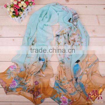 colorful pattern digital print custom design silk scarf