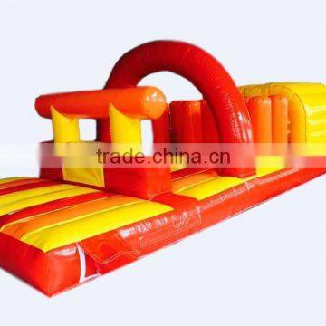 commercial giant inflatable obstacle course 6mLx3.3mWx2.8mH PVC material red yellow for sale