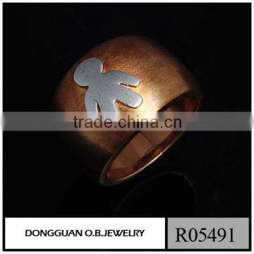 New fashion plain brass little boy shape ring