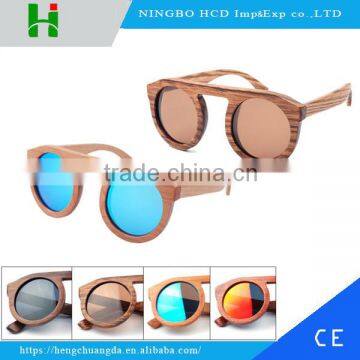 New style handmade natural bamboo wood round frame wooden sunglasses for women