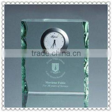 Engraved Rectangle Jade Crystal Clocks For Business Decoration