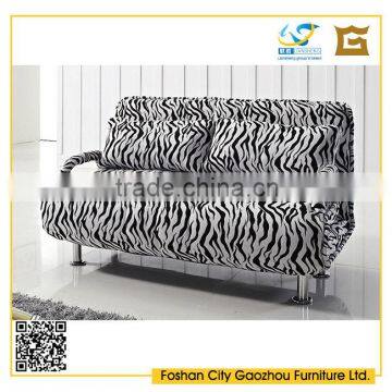 Modern home furniture zebra-stripe fabric sofa bed metal frame sofa cum bed