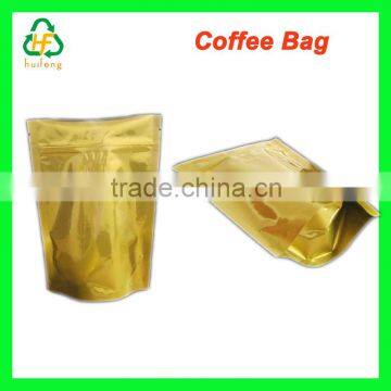 TEA COFFEE NUT Reclosable Gold Foil packing Stand up Zip Lock Bag