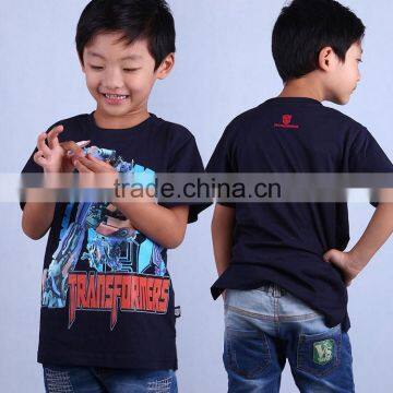 New 2016 in Store Led Flashing Lights up Boys Transformer t Shirt With 100% Cotton Fabric and Cartoon Logo