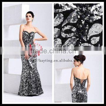 Gorgeous sequins A-line corset shoelace evening dress beautiful formal dresses for wedding