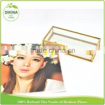 Small Brass Bound Glass Case - Trinkets Precious Things Display Crafts Photo USB Jewelry Packing Custom Magnetic Box With Lock photo-3