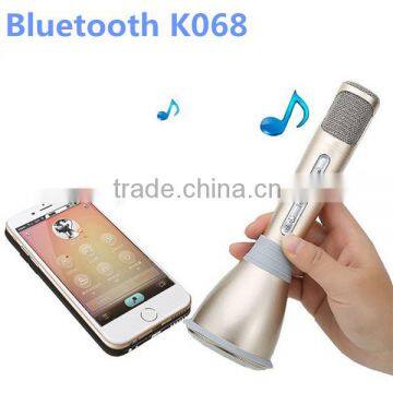 promotive gift wireless with mic speaker KTV singing record for smart phones computer gloden k068 microphone