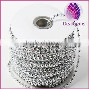 wholesale connecting necklace 4mm silver plated plastic chain round plastic beads chain sold by kilograms